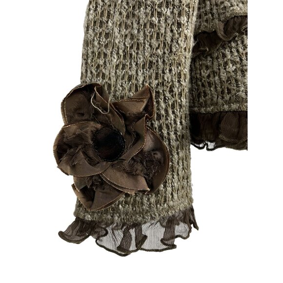 Hope Emma Darling Cardigan Wool Blend Sweater Ruffles Flowers Rabbit Fur - Picture 5 of 10